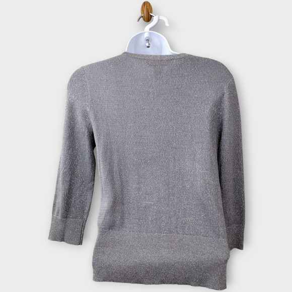 White House Black Market Cardigan Womens XS Gold Silver with Embellished Sequins - Picture 2 of 8